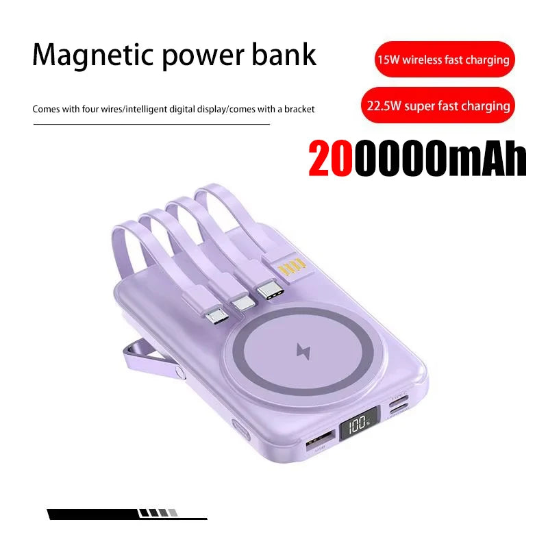OnePlus Power Bank 200000mAh Portable Auxiliary Spare External Magnetic Battery Pack Wireless Charger For iPhone Xiaomi