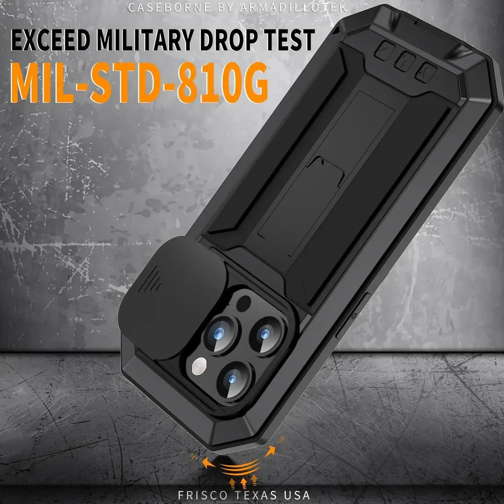 Heavy Duty Rugged Metal Case for iPhone, Case for iPhone 17 16 15 14, 13 Pro Max, Screw Military Shockproof Cover with Screen Ca