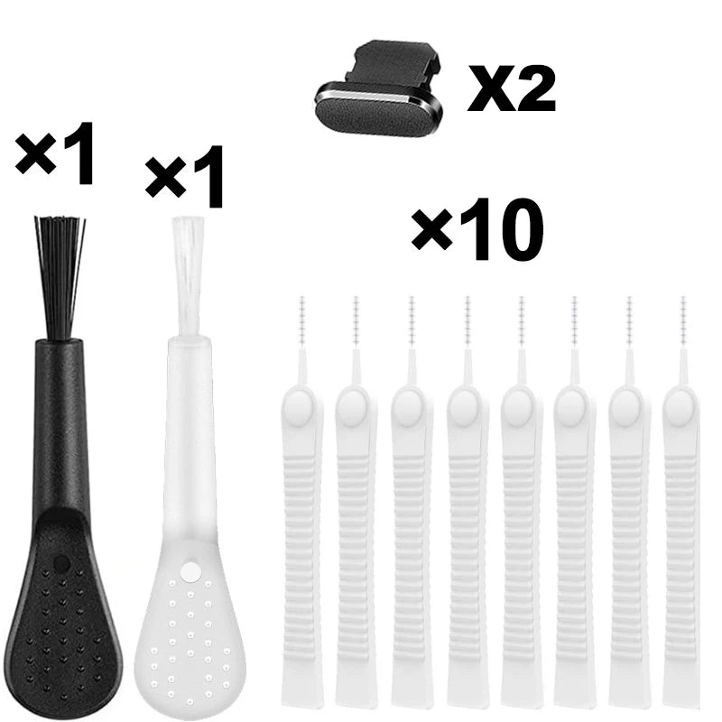 13Pcs Mobile Phone Charging Port Dust Plug For IPhone 14 13 12 Pro Max Port Cleaner Tool Kit Computer Keyboard Cleaner Brush Set