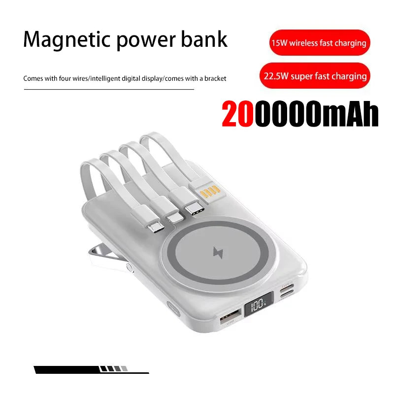 OnePlus Power Bank 200000mAh Portable Auxiliary Spare External Magnetic Battery Pack Wireless Charger For iPhone Xiaomi