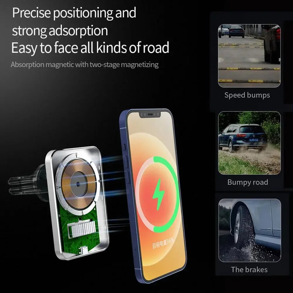15W Qi Car Charger Type C Mobile Phone Magsafing Wireless Charger Car Mount Magnetic Holder For IPhone12 13 Pro Car Charging
