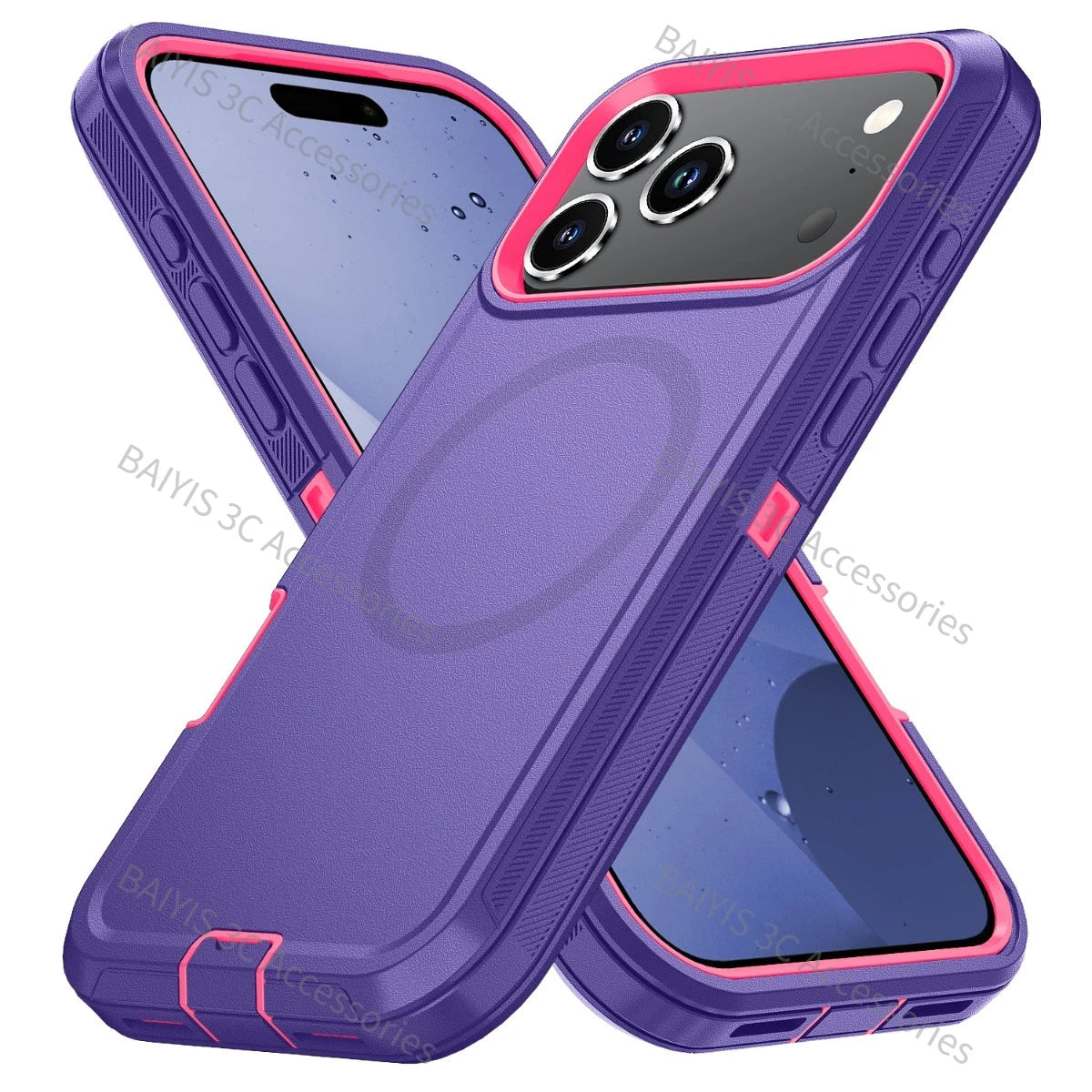 Heavy Duty Hybrid Defender 3-Layer Phone Case for iPhone 13 14 17 18 Pro Max 16 15 Plus Air for Magsafe Rugged Armor Cover Funda