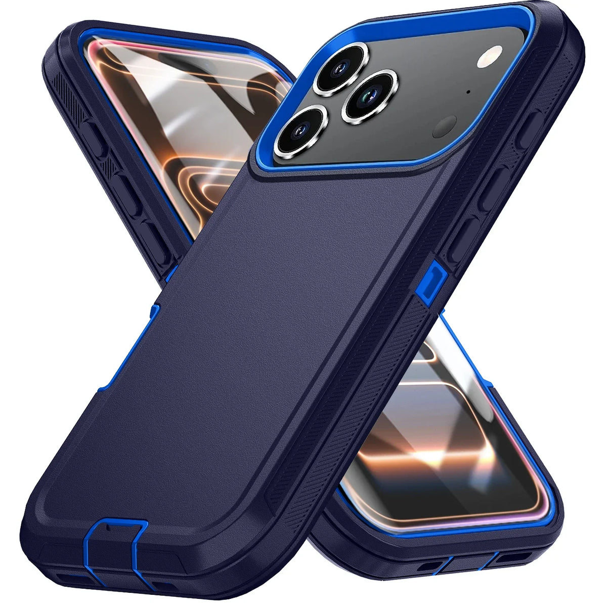 3-in-1 Heavy Duty Shockproof Armor Box Phone Cases for IPhone 18 17 Pro Max Air 16 E 15 14 Plus Dustproof Hard PC+TPU Back Cover