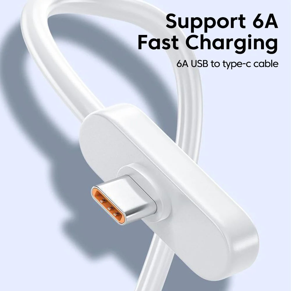 6A L-shaped 100W Fast Charging Data Cable Mobile Game Elbow USB A To Type C Cable High Speed Data Transfer USB Type C Cable