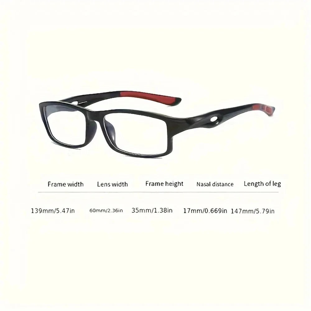 3/5PCS Sport Style Non-Prescription Reading Glasses Anti-Blue Light Rectangular Full Rim Eyewear, PC Frame Material