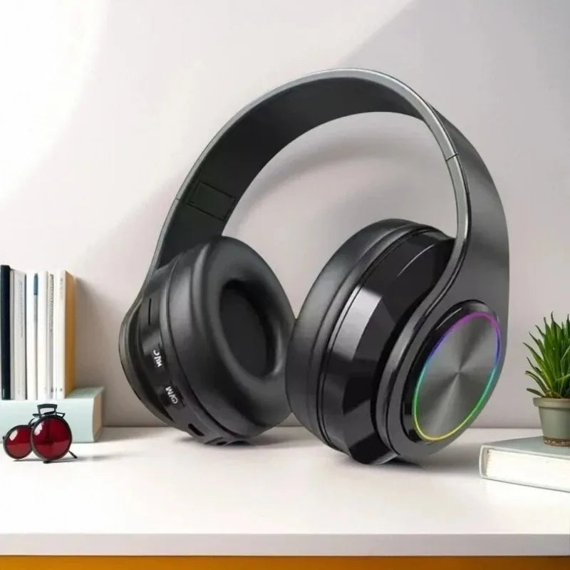 Bluetooth Headphones RGB Lighting Noise Cancellation Foldable Headsets Over Ear Stereo HIFI Sports Headset TF Music Player B39