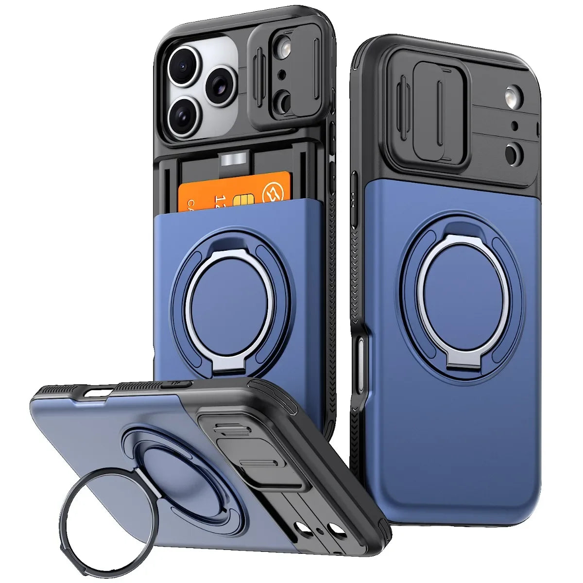 Heavy Duty Wallet Case for IPhone 18 17 16 15 14 13 12 Pro Max 17E 16E Shockproof Armor & Card Stand Holder Cover