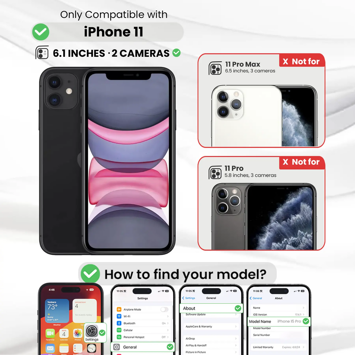 Entronix Clear Screen Protector Compatible with iPhone 11 - 3-Piece Combo