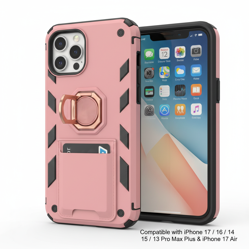 Case For iPhone 17 16 15 14 13 Pro Max Plus 17 Air Magnetic Rotated Ring Kickstand Heavy Duty Drop Protection Wallet Armor Cover