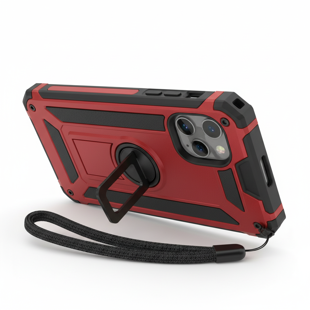 Heavy Duty Armor Case For iPhone 17 16 Pro Max 15 14 Plus 13 12 11 Fold Stand Holder Magnetic Shockproof Cover With Wrist Strap